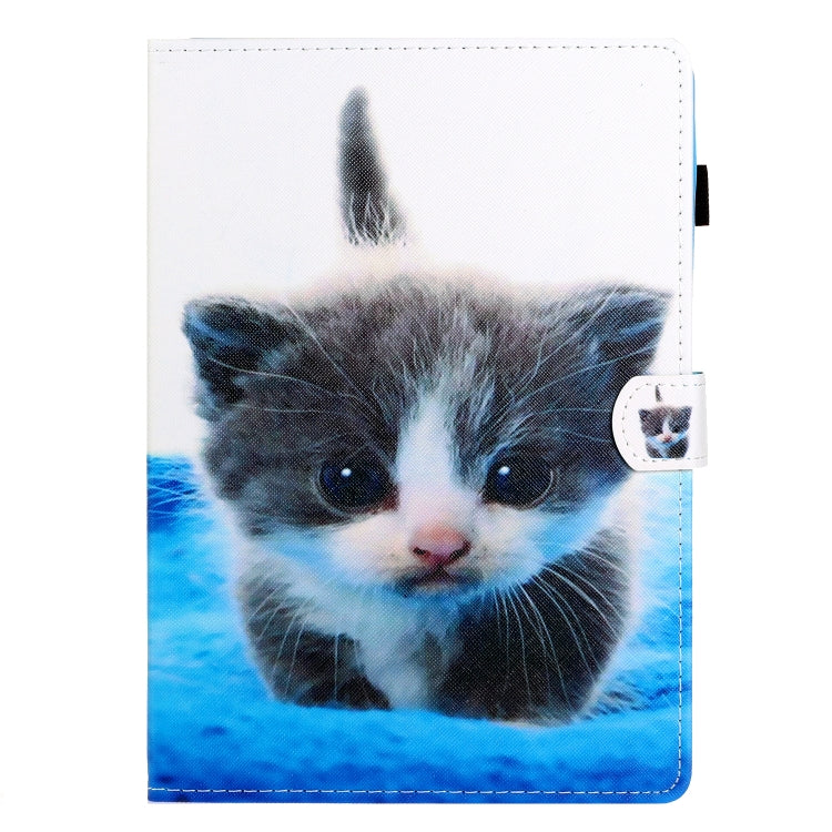 10 inch Universal Colored Drawing Horizontal Flip PU Leather Case with Holder & Card Slot(Blue White cat) - 10 - 11 inch by PMC TechLife | Online Shopping South Africa | PMC TechLife | Buy Now Pay Later Mobicred