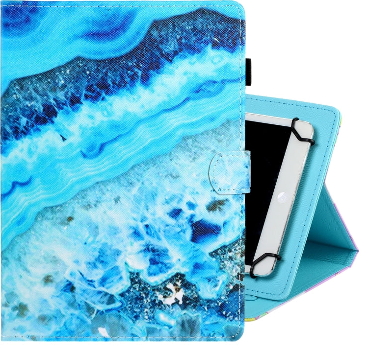 10 inch Universal Colored Drawing Horizontal Flip PU Leather Case with Holder & Card Slot(Blue Marble) - 10 - 11 inch by PMC TechLife | Online Shopping South Africa | PMC TechLife | Buy Now Pay Later Mobicred