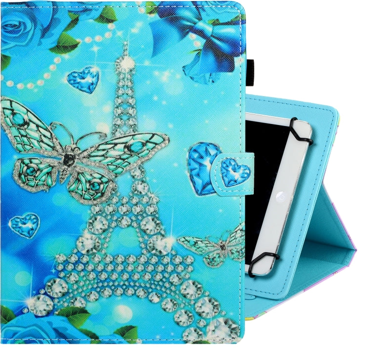 10 inch Universal Colored Drawing Horizontal Flip PU Leather Case with Holder & Card Slot(Butterfly Tower) - 10 - 11 inch by PMC TechLife | Online Shopping South Africa | PMC TechLife | Buy Now Pay Later Mobicred