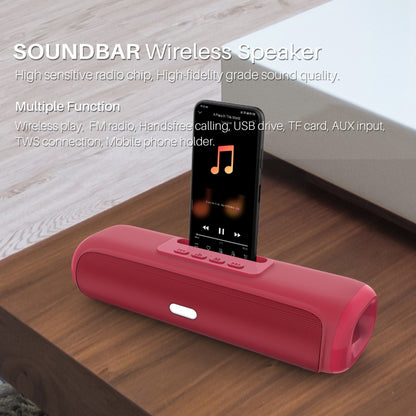 NewRixing NR-2027 TWS Long Bar Shaped Bluetooth Speaker with Mobile Phone Holder(Red) - Desktop Speaker by NewRixing | Online Shopping South Africa | PMC Jewellery | Buy Now Pay Later Mobicred