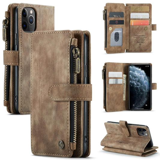 For iPhone 11 Pro CaseMe-C30 PU + TPU Multifunctional Horizontal Flip Leather Case with Holder & Card Slot & Wallet & Zipper Pocket (Brown) - iPhone 11 Pro Cases by CaseMe | Online Shopping South Africa | PMC Jewellery | Buy Now Pay Later Mobicred