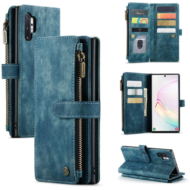 For Samsung Galaxy Note10+ CaseMe-C30 PU + TPU Multifunctional Horizontal Flip Leather Case with Holder & Card Slot & Wallet & Zipper Pocket(Blue) - Galaxy Phone Cases by CaseMe | Online Shopping South Africa | PMC Jewellery | Buy Now Pay Later Mobicred