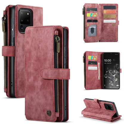 For Samsung Galaxy S20 Ultra 5G CaseMe-C30 PU + TPU Multifunctional Horizontal Flip Leather Case with Holder & Card Slot & Wallet & Zipper Pocket(Red) - Galaxy Phone Cases by CaseMe | Online Shopping South Africa | PMC Jewellery | Buy Now Pay Later Mobicred