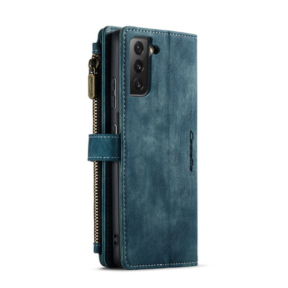 For Samsung Galaxy S21 FE CaseMe-C30 PU + TPU Multifunctional Horizontal Flip Leather Case with Holder & Card Slot & Wallet & Zipper Pocket(Blue) - Galaxy Phone Cases by CaseMe | Online Shopping South Africa | PMC Jewellery | Buy Now Pay Later Mobicred