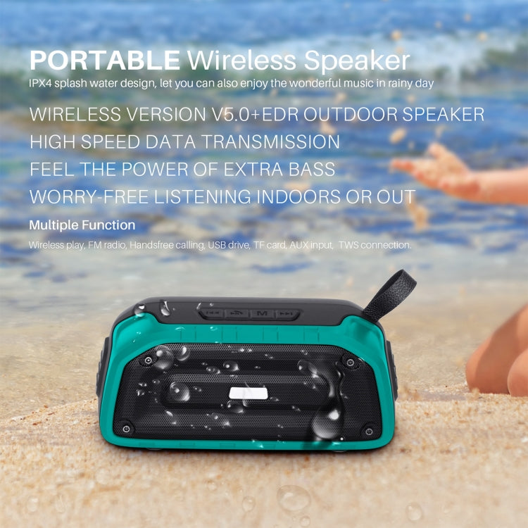 New Rixing NR-906 TWS Waterproof Bluetooth Speaker Support Hands-free Call / FM with Handle(Dark Blue) - Desktop Speaker by NewRixing | Online Shopping South Africa | PMC Jewellery | Buy Now Pay Later Mobicred