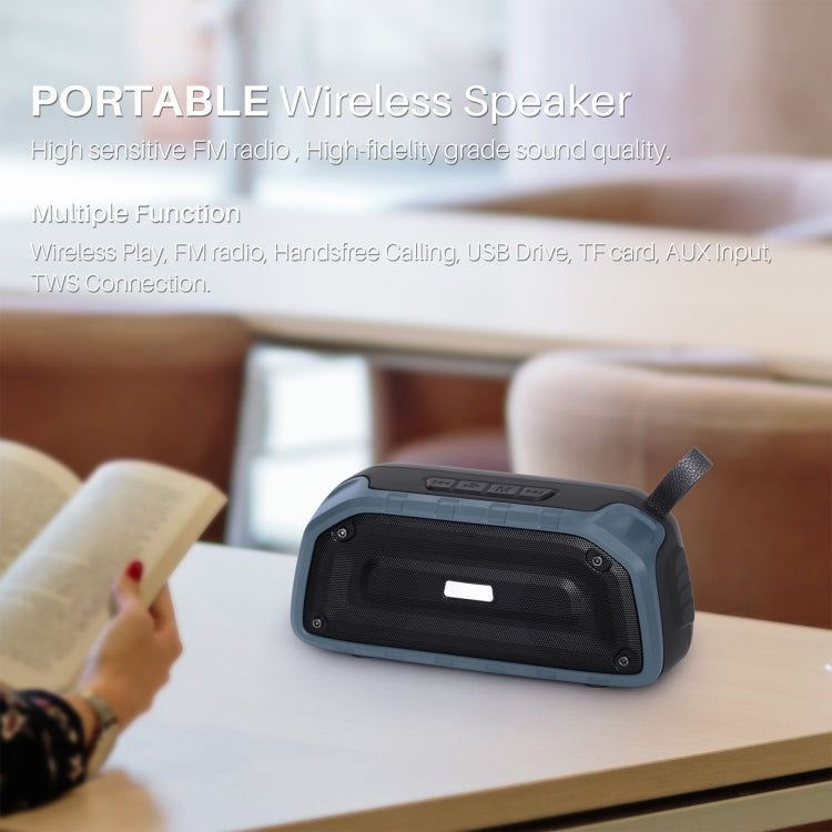 New Rixing NR-906 TWS Waterproof Bluetooth Speaker Support Hands-free Call / FM with Handle(Dark Blue) - Desktop Speaker by NewRixing | Online Shopping South Africa | PMC Jewellery | Buy Now Pay Later Mobicred