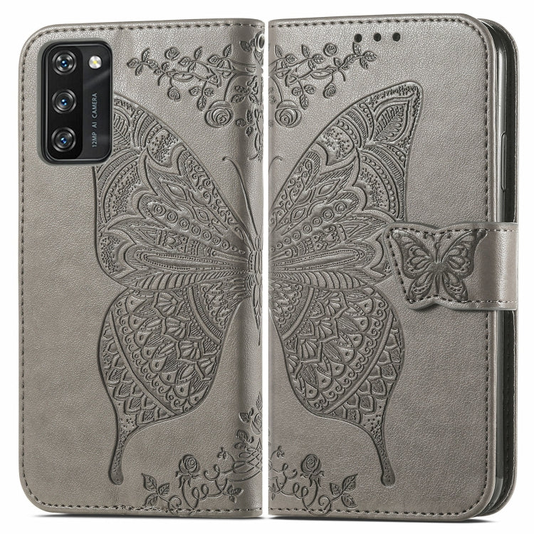 For Blackview A100 Butterfly Love Flower Embossed Horizontal Flip Leather Case with Holder & Card Slots & Wallet & Lanyard(Gray) - More Brand by PMC Jewellery | Online Shopping South Africa | PMC Jewellery | Buy Now Pay Later Mobicred