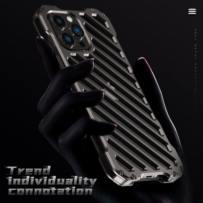 For iPhone 13 Pro Max R-JUST RJ-50 Hollow Breathable Armor Metal Shockproof Protective Case(Silver Grey) - iPhone 13 Pro Max Cases by R-JUST | Online Shopping South Africa | PMC Jewellery