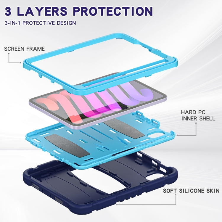 For iPad mini 6 3-Layer Protection Screen Frame + PC + Silicone Shockproof Combination Tablet Case with Holder(NavyBlue+Blue) - iPad mini 6 Cases by PMC Jewellery | Online Shopping South Africa | PMC Jewellery | Buy Now Pay Later Mobicred