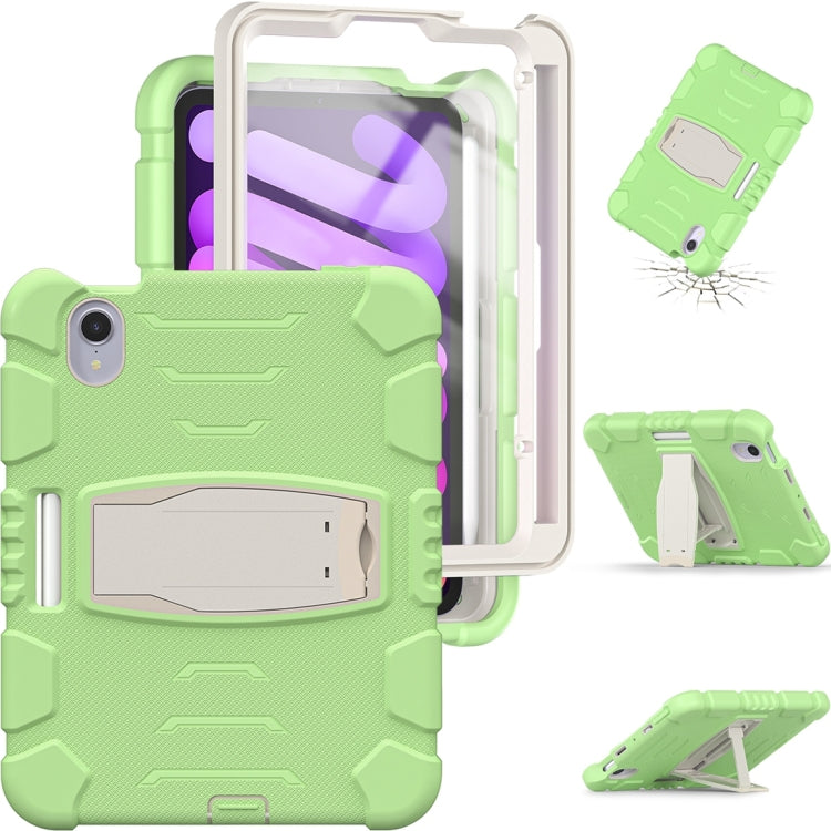 For iPad mini 6 3-Layer Protection Screen Frame + PC + Silicone Shockproof Combination Tablet Case with Holder(Matcha Green) - iPad mini 6 Cases by PMC Jewellery | Online Shopping South Africa | PMC Jewellery | Buy Now Pay Later Mobicred