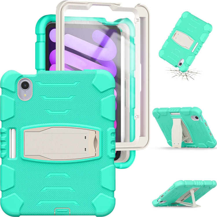 For iPad mini 6 3-Layer Protection Screen Frame + PC + Silicone Shockproof Combination Tablet Case with Holder(Mint Green) - iPad mini 6 Cases by PMC Jewellery | Online Shopping South Africa | PMC Jewellery | Buy Now Pay Later Mobicred