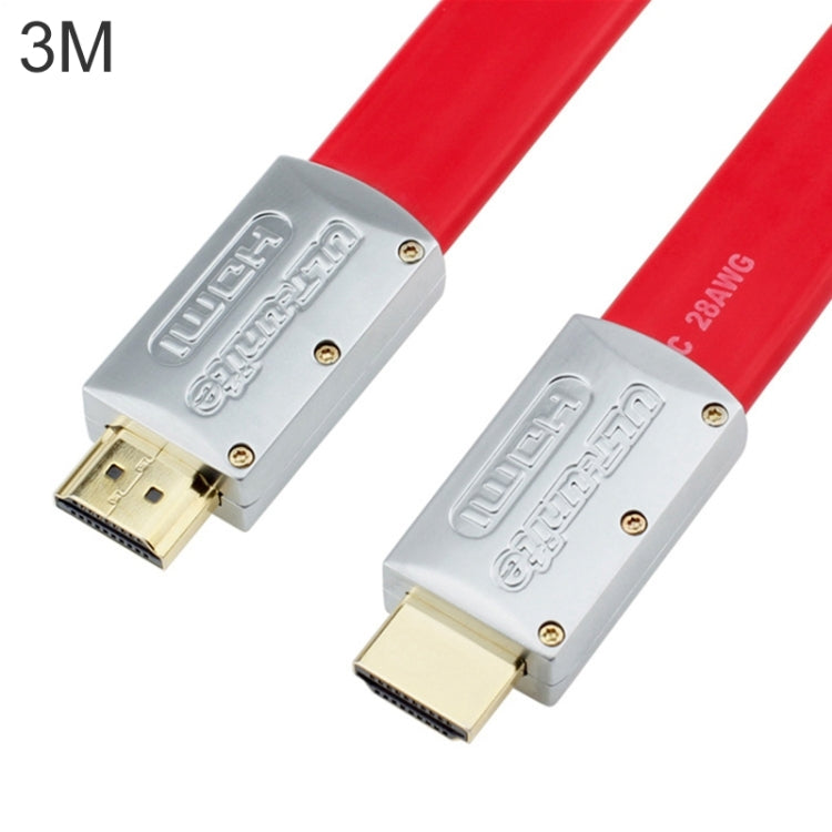 ULT-unite 4K Ultra HD Gold-plated HDMI to HDMI Flat Cable, Cable Length:3m(Red) - Cable by ult-unite | Online Shopping South Africa | PMC Jewellery | Buy Now Pay Later Mobicred