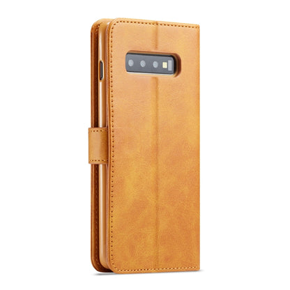 For Galaxy S10 Plus LC.IMEEKE Calf Texture Horizontal Flip Leather Case, with Holder & Card Slots & Wallet(Yellow) - Galaxy Phone Cases by LC.IMEEKE | Online Shopping South Africa | PMC Jewellery