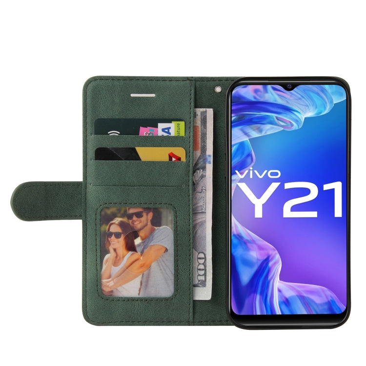 For vivo Y21 2020/Y21s/Y33s Dual-color Splicing Horizontal Flip PU Leather Case with Holder & Card Slots & Wallet(Green) - vivo Cases by PMC Jewellery | Online Shopping South Africa | PMC Jewellery | Buy Now Pay Later Mobicred