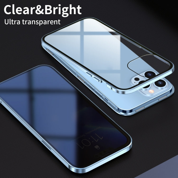 For iPhone 13 Anti-peeping Magnetic Metal Frame Double-sided Tempered Glass Phone Case(Black) - iPhone 13 Cases by PMC TechLife | Online Shopping South Africa | PMC TechLife | Buy Now Pay Later Mobicred
