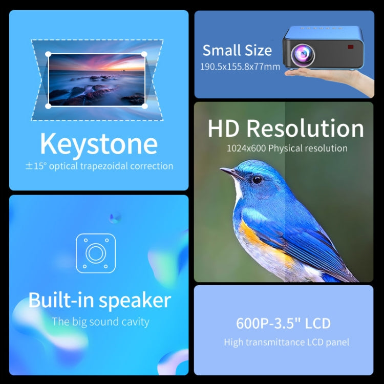 T4 Same Screen Version 1024x600 1200 Lumens Portable Home Theater LCD Projector, Plug Type:UK Plus(Blue) - free shipping - PMC Jewellery - Order now!