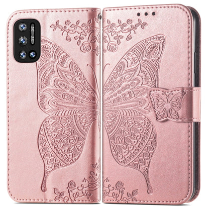 For DOOGEE N40 Pro Butterfly Love Flowers Embossed Horizontal Flip Leather Case with Holder & Card Slots & Wallet & Lanyard(Rose Gold) - More Brand by PMC Jewellery | Online Shopping South Africa | PMC Jewellery | Buy Now Pay Later Mobicred