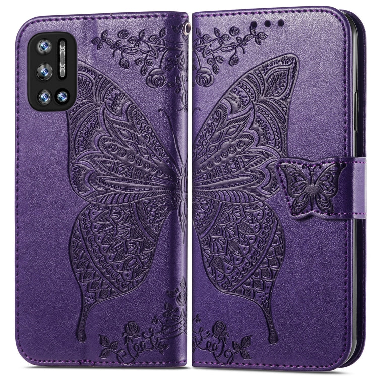 For DOOGEE N40 Pro Butterfly Love Flowers Embossed Horizontal Flip Leather Case with Holder & Card Slots & Wallet & Lanyard(Dark Purple) - More Brand by PMC Jewellery | Online Shopping South Africa | PMC Jewellery | Buy Now Pay Later Mobicred
