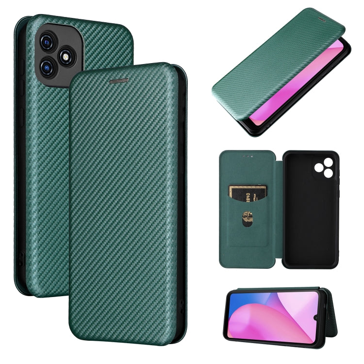 For Blackview Oscal C20 Carbon Fiber Texture Horizontal Flip Leather Phone Case with Card Slot(Green) - More Brand by PMC Jewellery | Online Shopping South Africa | PMC Jewellery | Buy Now Pay Later Mobicred