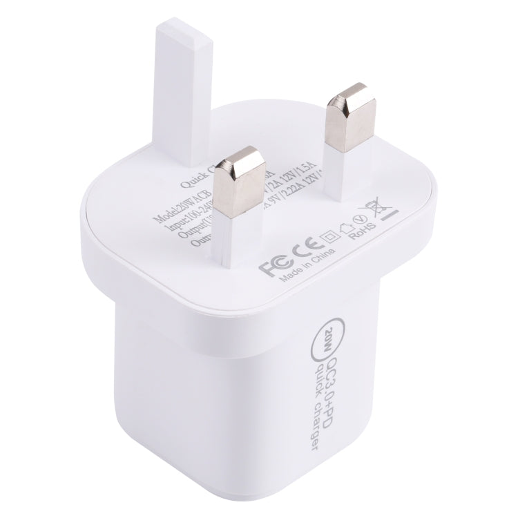 20WACB 20W QC3.0 + PD Quick Charger, Plug Specification:UK Plug(White) - USB Charger by PMC Jewellery | Online Shopping South Africa | PMC Jewellery | Buy Now Pay Later Mobicred