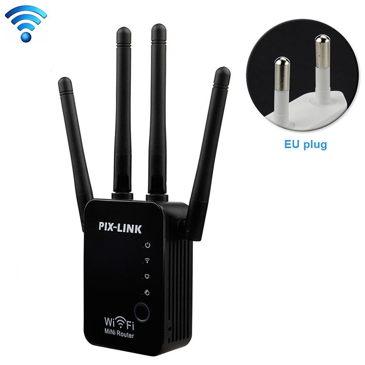 Wireless Smart WiFi Router Repeater with 4 WiFi Antennas, Plug Specification:EU Plug(Black) - Wireless Routers by PMC Jewellery | Online Shopping South Africa | PMC Jewellery | Buy Now Pay Later Mobicred