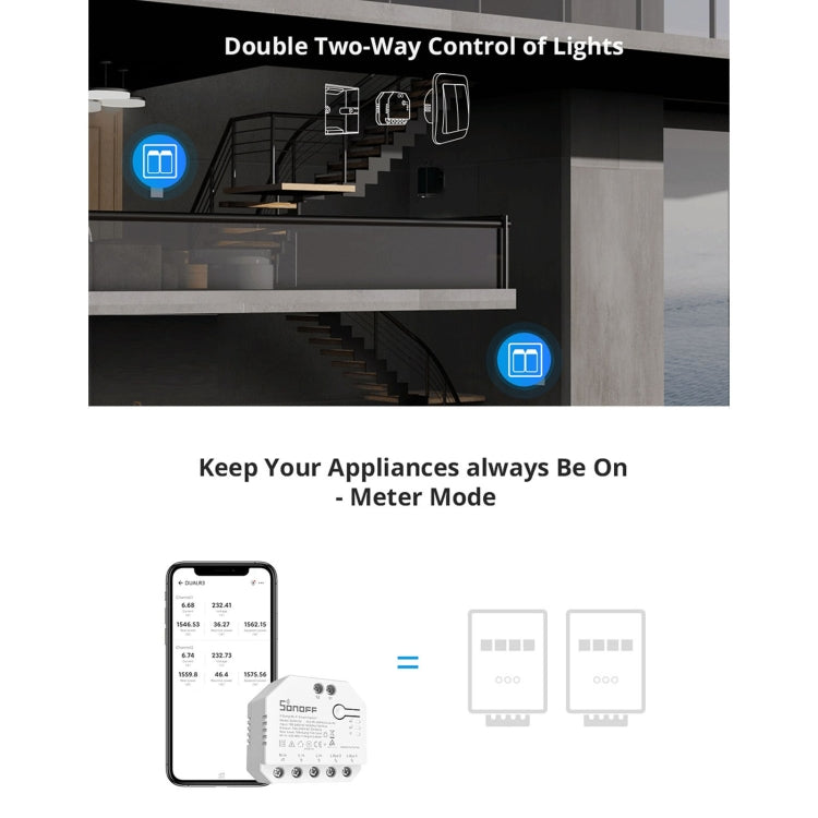 Sonoff DUALR3 Dual Ways Control WiFi Smart Switch Module - free shipping - PMC TechLife - Order now!