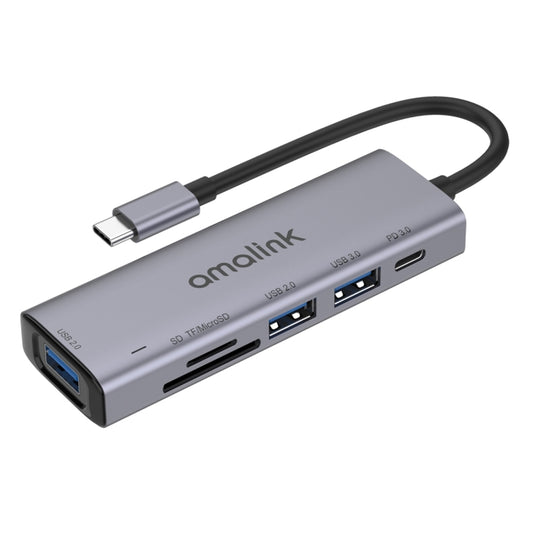 amalink 95120D Type-C / USB-C to SD/TF + 3 Ports USB + PD 3.0 Multi-function HUB (Grey) - USB HUB by amalink | Online Shopping South Africa | PMC Jewellery | Buy Now Pay Later Mobicred