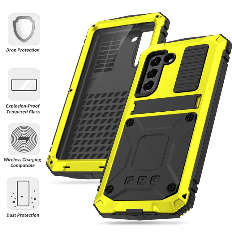 For Samsung Galaxy S21 FE R-JUST Rugged Phone Case with Holder(Yellow) - Galaxy Phone Cases by R-JUST | Online Shopping South Africa | PMC Jewellery