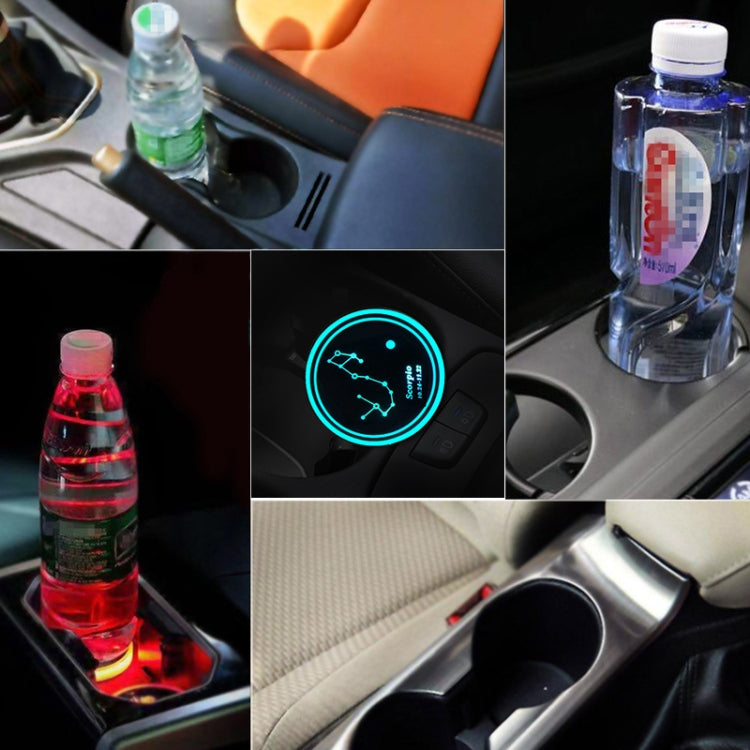 2 PCS Car Constellation Series AcrylicColorful USB Charger Water Cup Groove LED Atmosphere Light(Scorpio) - Car Drink Holders by PMC Jewellery | Online Shopping South Africa | PMC Jewellery | Buy Now Pay Later Mobicred