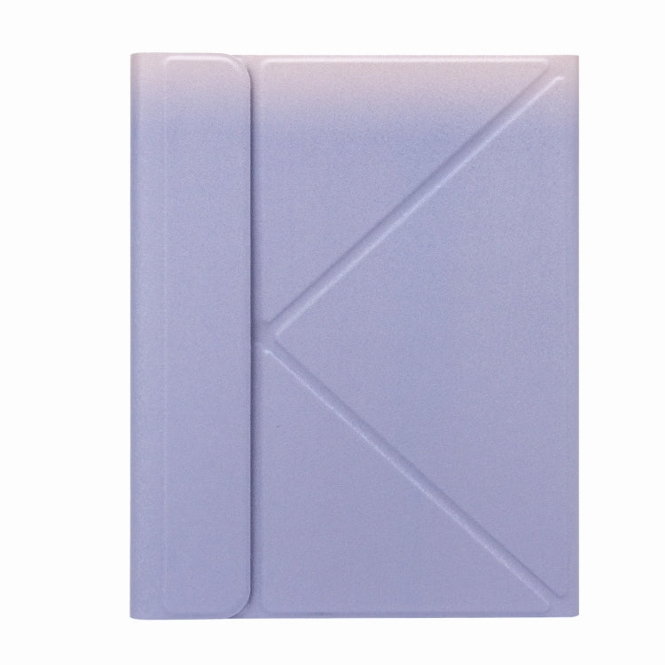H-097CS Touch Backlight Bluetooth Keyboard Leather Case with Rear Three-fold Holder For iPad 9.7 2018 & 2017(Purple) - free shipping - PMC TechLife - Order now!