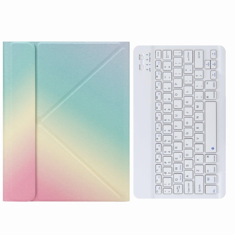 H-097 Bluetooth Keyboard Leather Case with Rear Three-fold Holder For iPad 9.7 2018 & 2017(Rainbow) - free shipping - PMC TechLife - Order now!