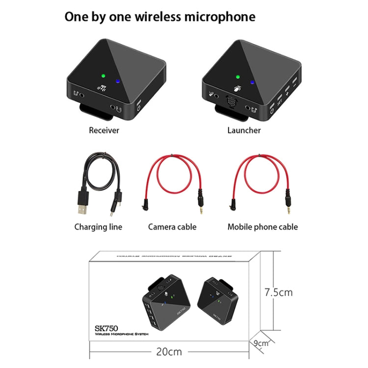 SK750 Type-C Charging One for One Wireless Lavalier Mini Microphone(Black) - Microphone by PMC Jewellery | Online Shopping South Africa | PMC Jewellery | Buy Now Pay Later Mobicred