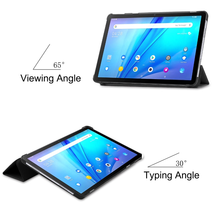 For TCL Tab 10s Three-folding Holder Custer Texture Leather Tablet Case(Black) - Others by PMC TechLife | Online Shopping South Africa | PMC TechLife | Buy Now Pay Later Mobicred