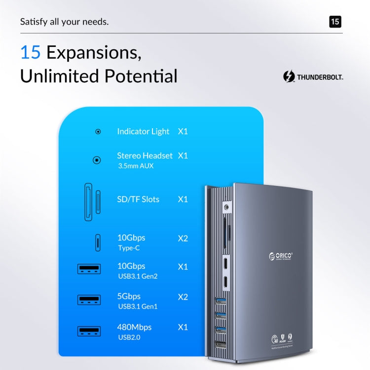 ORICO TB3-S3 Thunderbolt 3 Docking Station(Grey) - HDD Enclosure by ORICO | Online Shopping South Africa | PMc TechLife | Buy Now Pay Later Mobicred