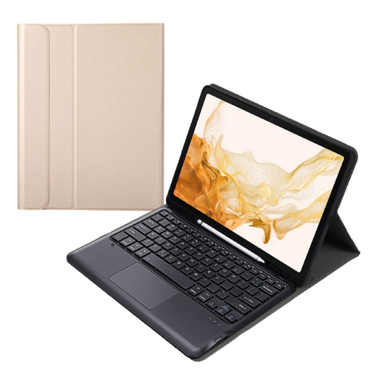 A800B-A Split Bluetooth Keyboard Leather Case with Holder & Pen Slot & Touchpad For Samsung Galaxy Tab S8+ X800(Gold) - Samsung Keyboard by PMC Jewellery | Online Shopping South Africa | PMC Jewellery