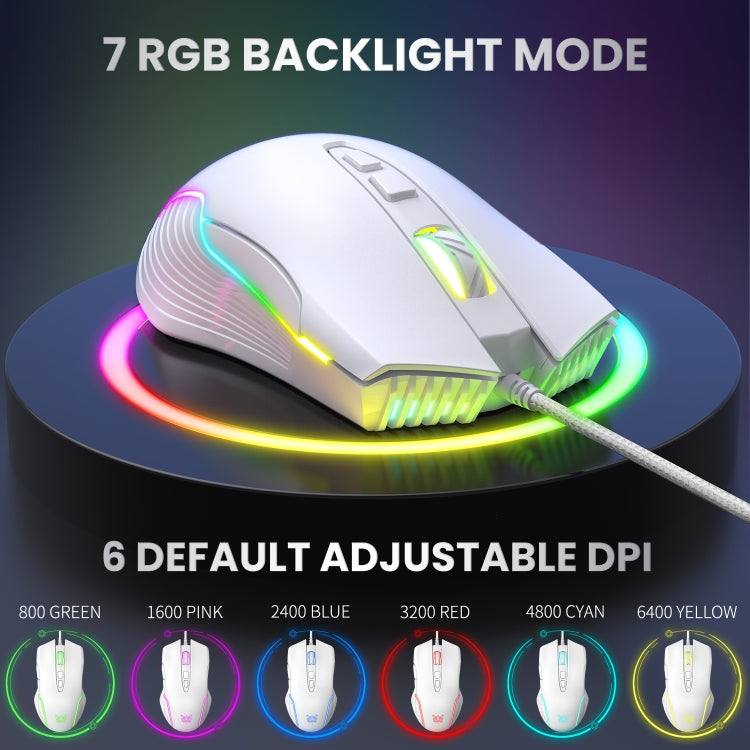 ONIKUMA CW905 RGB Lighting Wired Mouse(White) - Wired Mice by ONIKUMA | Online Shopping South Africa | PMC Jewellery | Buy Now Pay Later Mobicred