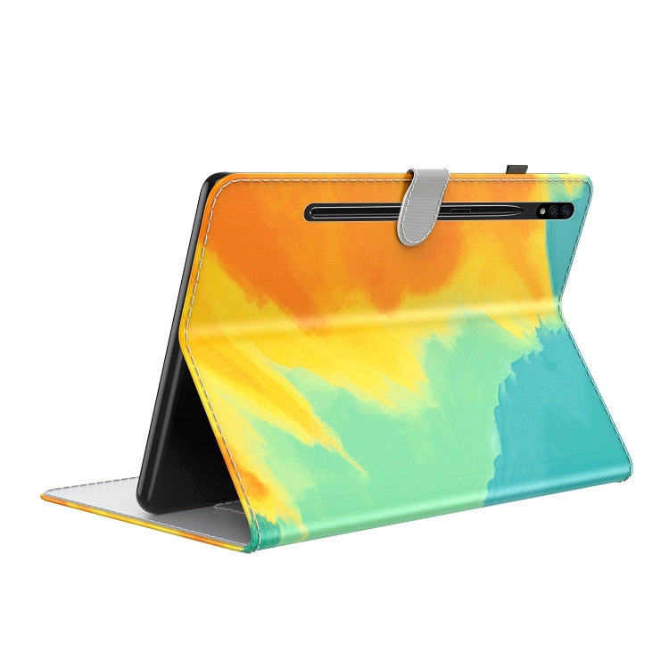 For Samsung Galaxy Tab S9+ Watercolor Pattern Flip Leather Tablet Case(Autumn Leaves) - Galaxy Tab S9+ Cases by PMC Jewellery | Online Shopping South Africa | PMC Jewellery | Buy Now Pay Later Mobicred