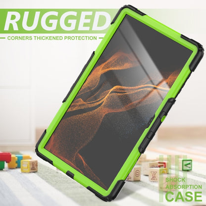 For Samsung Galaxy Tab S10 Ultra / S9 Ultra / S8 Ultra Silicone + PC Tablet Case with Shoulder Strap(Black+Yellow Green) - Tab S10 Ultra Cases by PMC Jewellery | Online Shopping South Africa | PMC Jewellery | Buy Now Pay Later Mobicred