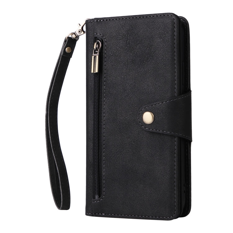 For Google Pixel 4 Rivet Buckle 9 Cards Three Fold Leather Phone Case(Black) - Google Cases by PMC TechLife | Online Shopping South Africa | PMC TechLife | Buy Now Pay Later Mobicred