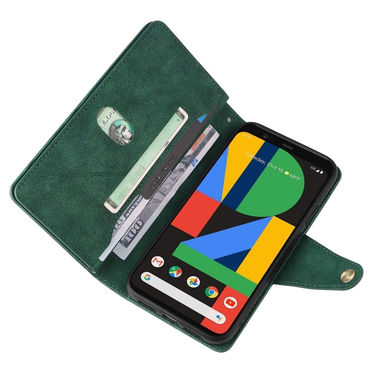 For Google Pixel 4 Rivet Buckle 9 Cards Three Fold Leather Phone Case(Green) - free shipping - PMC TechLife - Order now!