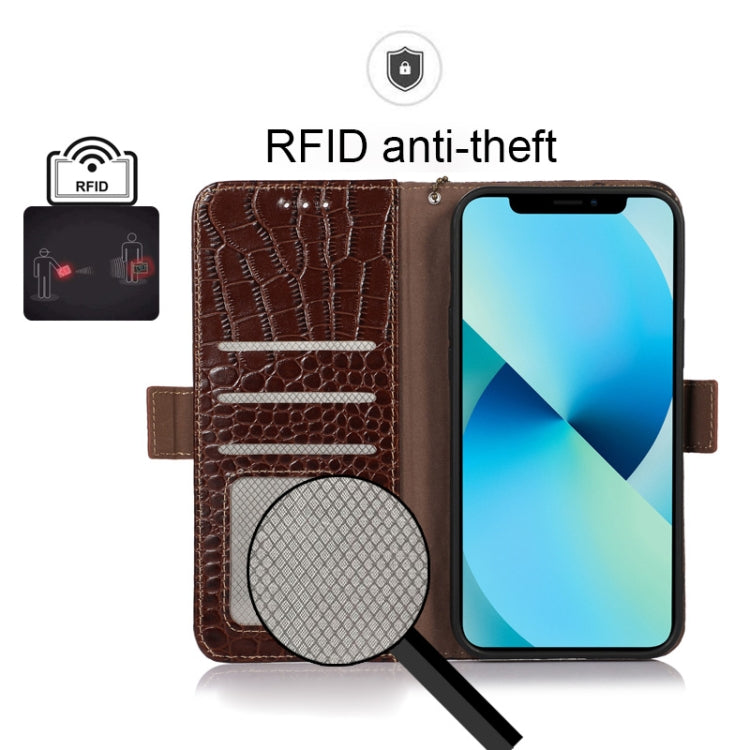 For OnePlus Nord CE 2 5G Crocodile Top Layer Cowhide Leather Phone Case(Brown) - OnePlus Cases by PMC TechLife | Online Shopping South Africa | PMC TechLife | Buy Now Pay Later Mobicred