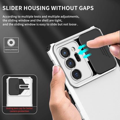 For Samsung Galaxy Note20 Ultra Stereoscopic Holder Sliding Camshield Phone Case(White) - Galaxy Note20 Ultra Cases by PMC Jewellery | Online Shopping South Africa | PMC Jewellery