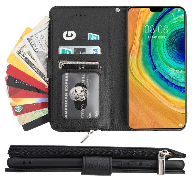 For Huawei Mate 30 Microfiber Zipper Horizontal Flip Leather Case(Black) - Huawei Cases by PMC TechLife | Online Shopping South Africa | PMC TechLife | Buy Now Pay Later Mobicred
