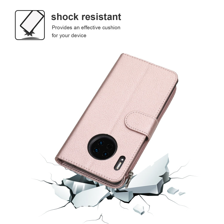 For Huawei Mate 30 Microfiber Zipper Horizontal Flip Leather Case(Rose Gold) - Huawei Cases by PMC TechLife | Online Shopping South Africa | PMC TechLife | Buy Now Pay Later Mobicred