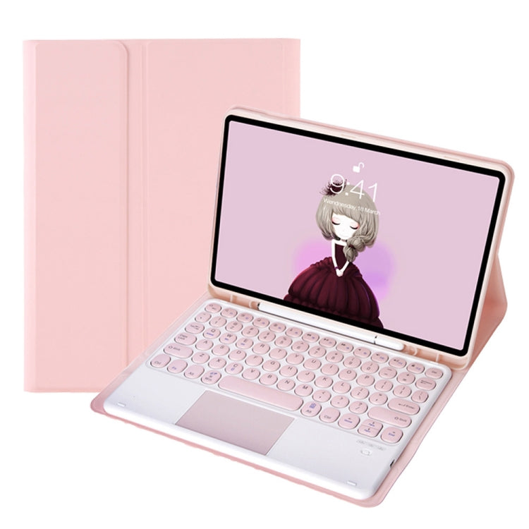 YA610B-A Candy Color Skin Feel Texture Round Keycap Bluetooth Keyboard Leather Case with Touchpad For Samsung Galaxy Tab S6 Lite 10.4 inch SM-P610 / SM-P615(Pink) - Samsung Keyboard by PMC Jewellery | Online Shopping South Africa | PMC Jewellery | Buy Now Pay Later Mobicred