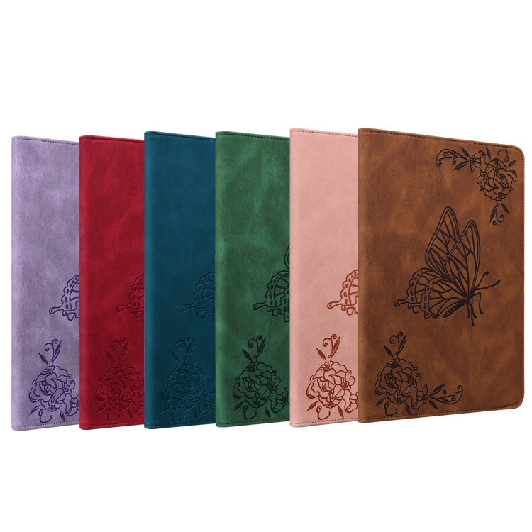 For Huawei MatePad Pro 10.8 2021 Butterfly Flower Embossed Leather Tablet Case(Red) - Huawei by PMC TechLife | Online Shopping South Africa | PMC TechLife | Buy Now Pay Later Mobicred