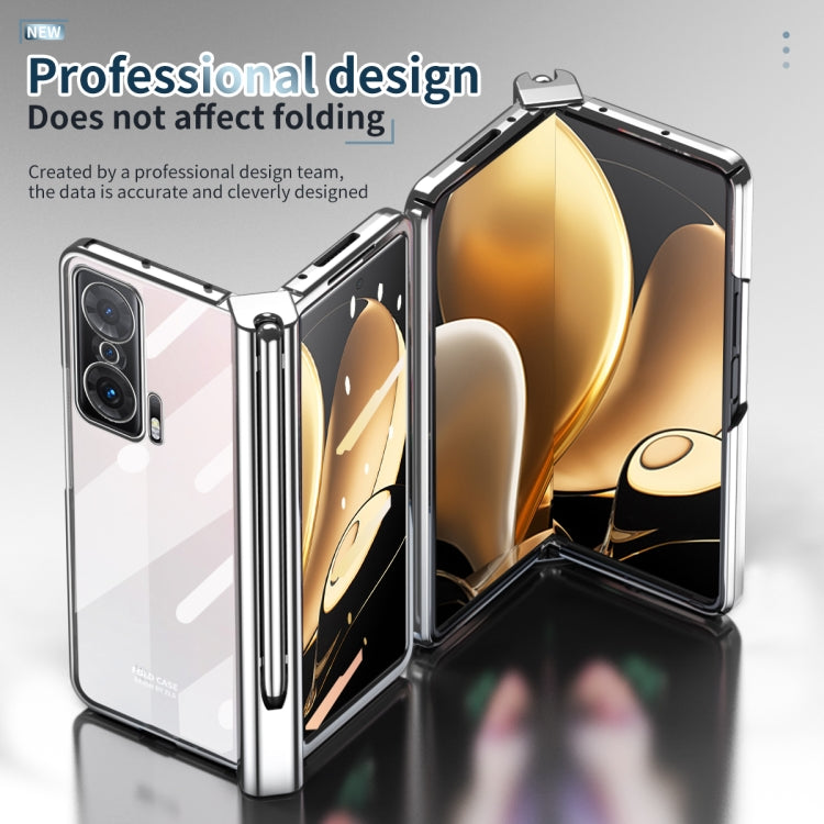 For Honor Magic V Electroplating Hinge Phone Case with Stylus(Silver) - Honor Cases by PMC TechLife | Online Shopping South Africa | PMC TechLife