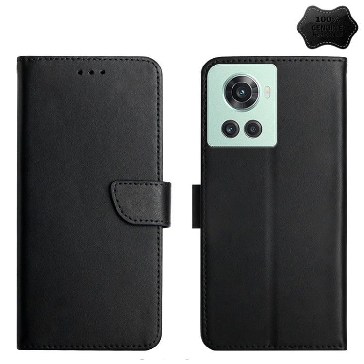 For OnePlus 10R Genuine Leather Fingerprint-proof Horizontal Flip Phone Case(Black) - OnePlus Cases by PMC TechLife | Online Shopping South Africa | PMC TechLife | Buy Now Pay Later Mobicred