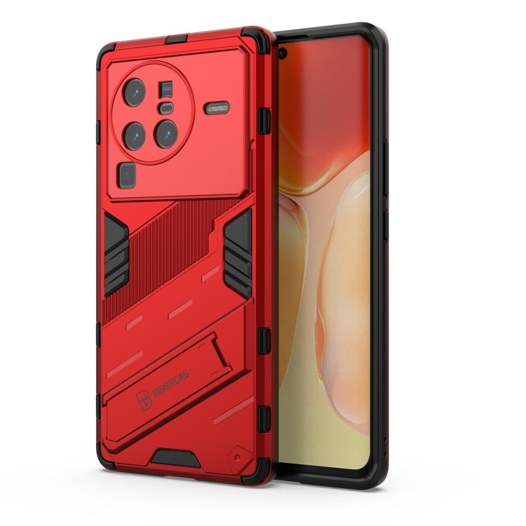 For vivo X80 Pro Punk Armor PC + TPU Phone Case with Holder(Red) - vivo Cases by PMC Jewellery | Online Shopping South Africa | PMC Jewellery