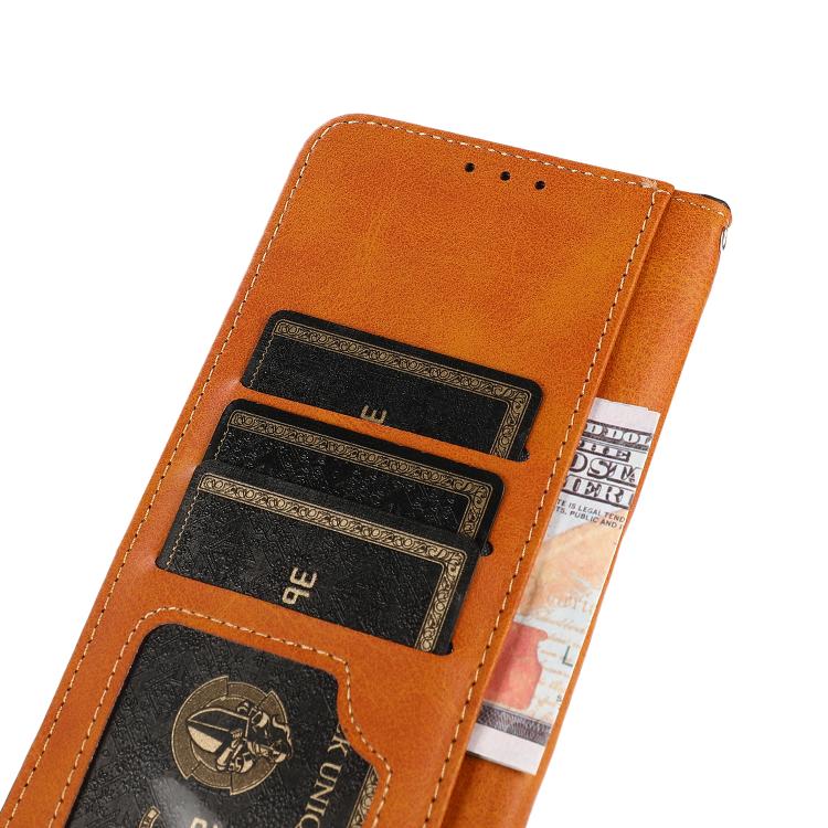 For iPhone 17 Pro KHAZNEH Dual-color Cowhide Texture Flip Leather Phone Case(Blue) - free shipping - PMc TechLife - Order now!